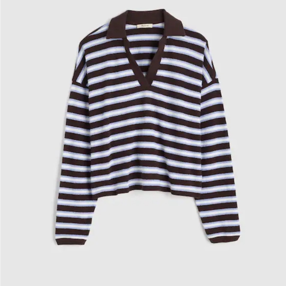 Madewell Striped Polo Shirt in Periwinkle Stripe